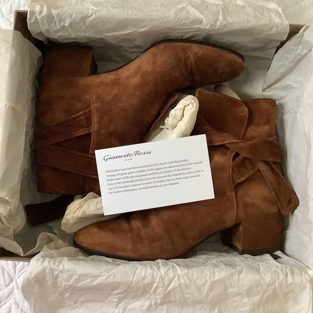 Gianvito Rossi Rich Brown Suede Ankle Boots